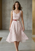 PHARDI Floral Sleeveless Midi Dress with Belt