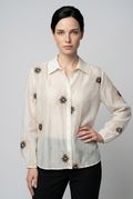 Elegant Floral Embroidered Ivory Women’s Shirt