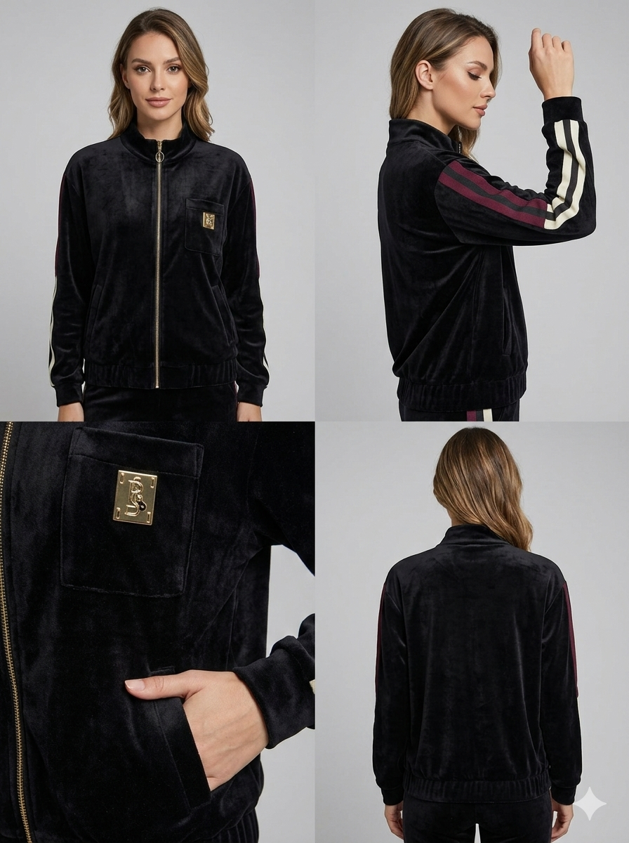 Velvet Black Zip Blouse – Turkish Style