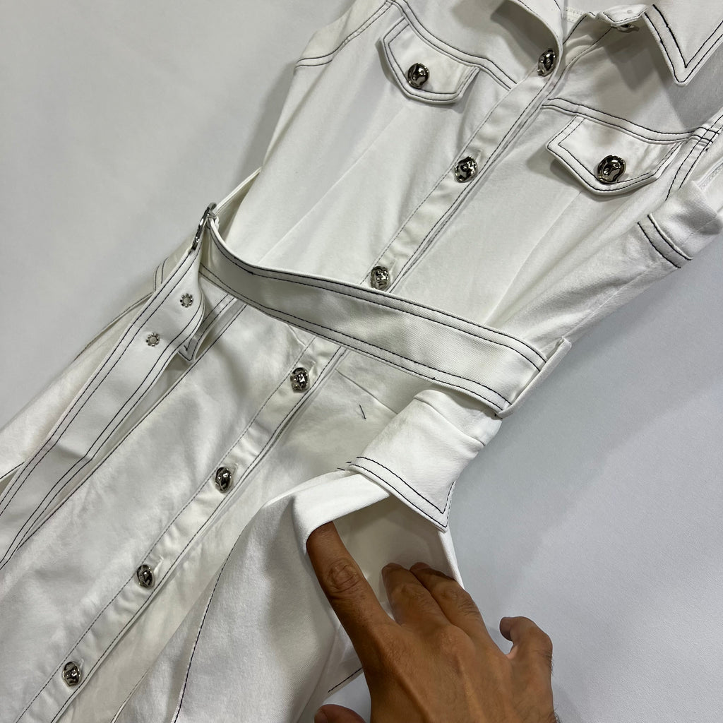 Classic Belted Sleeveless Shirt Dress
