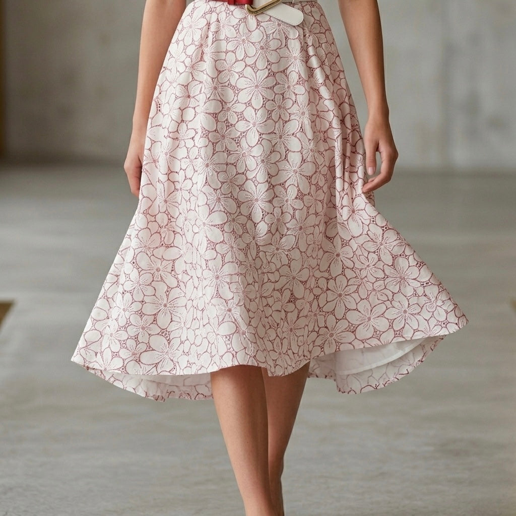 PHARDI Floral Sleeveless Midi Dress with Belt