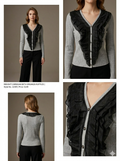 Elegant Ribbed Cardigan with Ruffles – Chic Slim Fit Style