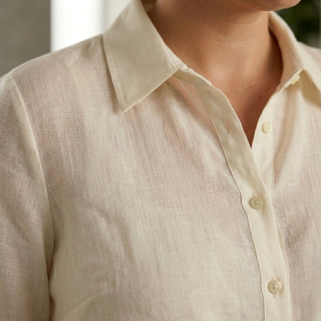 Light Yellow Embroidered Sheer Shirt & Skirt Set