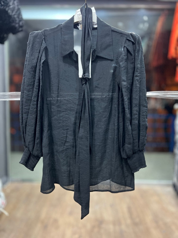 Sheer Elegance Black Blouse – Lightweight Summer Statement