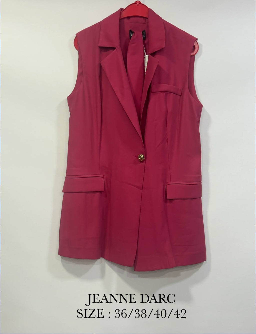 Fuchsia Sleeveless Belted Blazer Vest