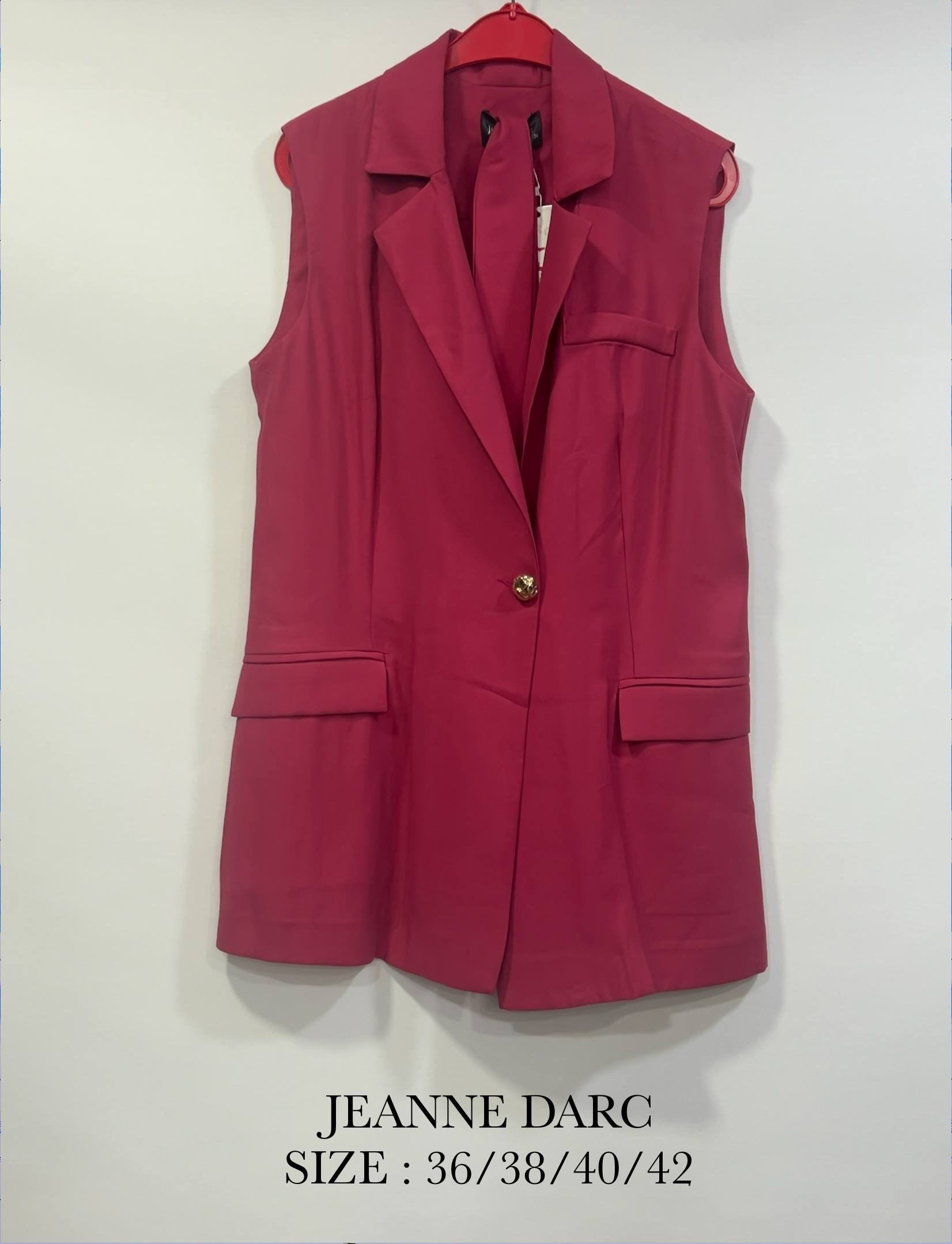 Fuchsia Sleeveless Belted Blazer Vest