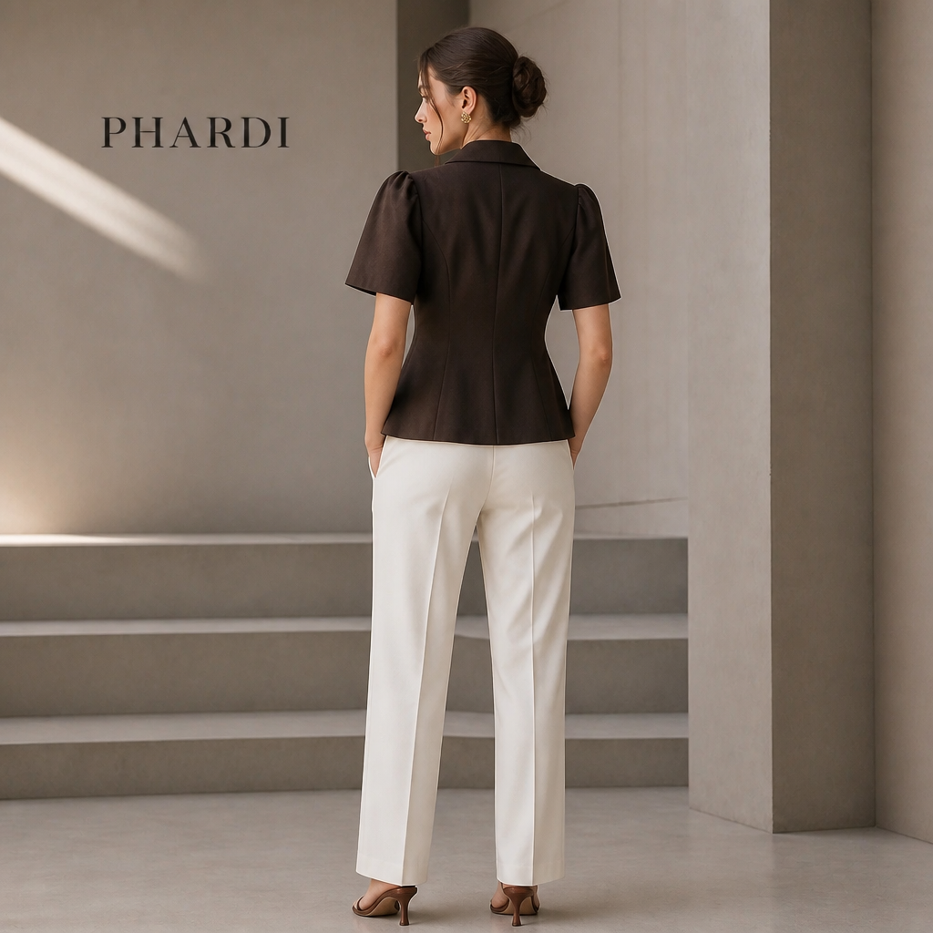Double-Breasted Puff-Sleeve Blazer Top – PHARDI
