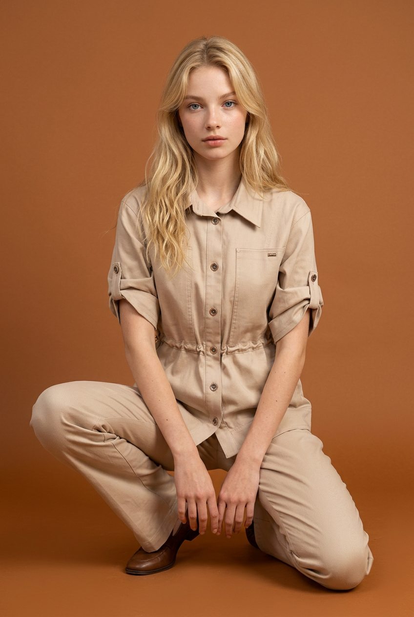 Safari Jacket & Wide-Leg Pants Set