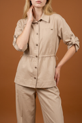 Safari Jacket & Wide-Leg Pants Set