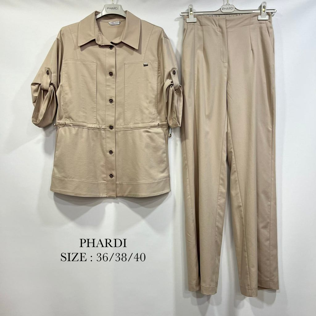 Safari Jacket & Wide-Leg Pants Set