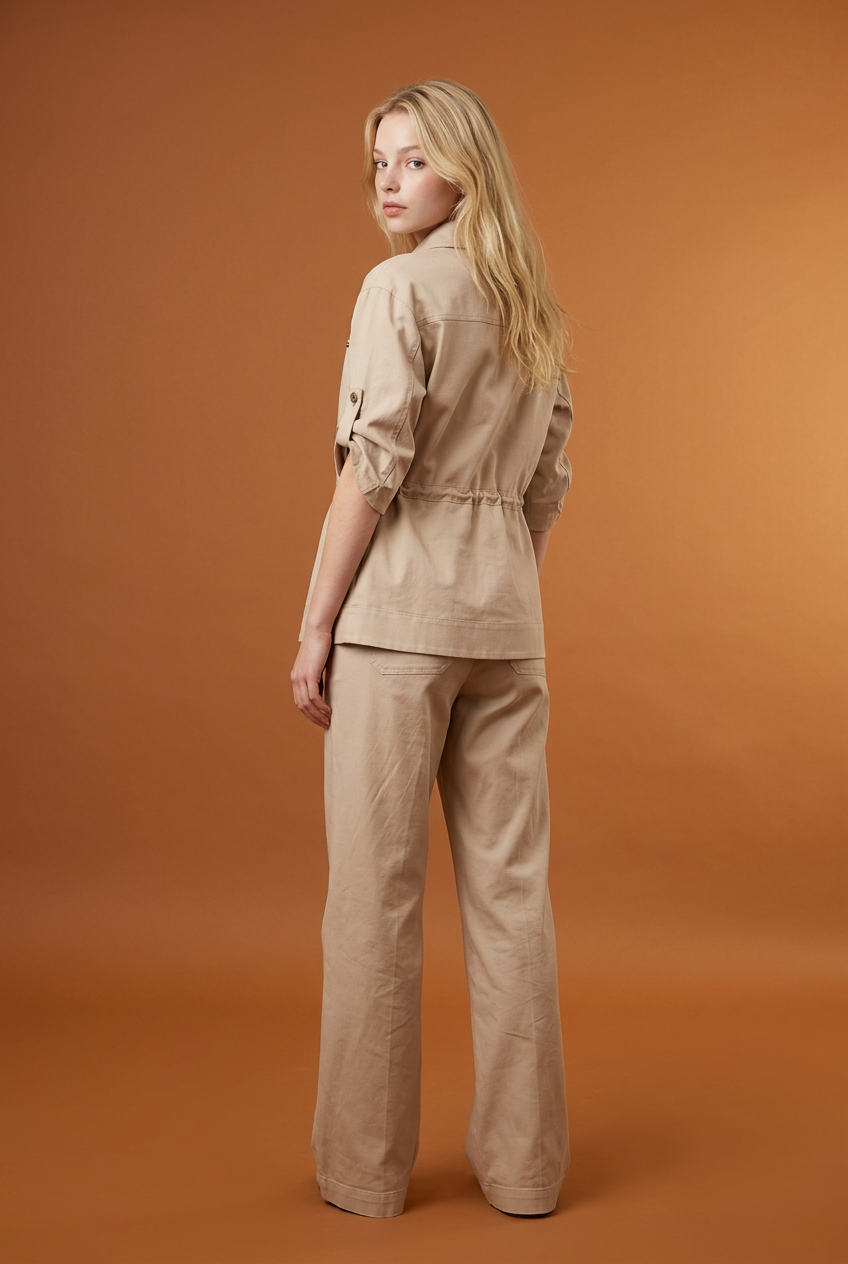 Safari Jacket & Wide-Leg Pants Set